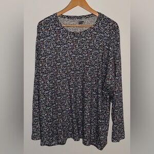 Lands' End Blue and White Floral Blouse